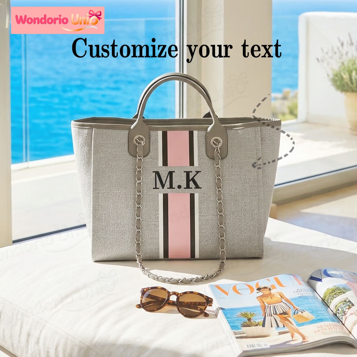 Embroidery Initials Designs - Bolsa de Lona Personalizada com Monograma,