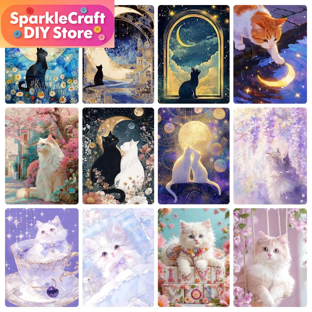 Embroidery Cat - Kit de Pintura Diamante 5D DIY