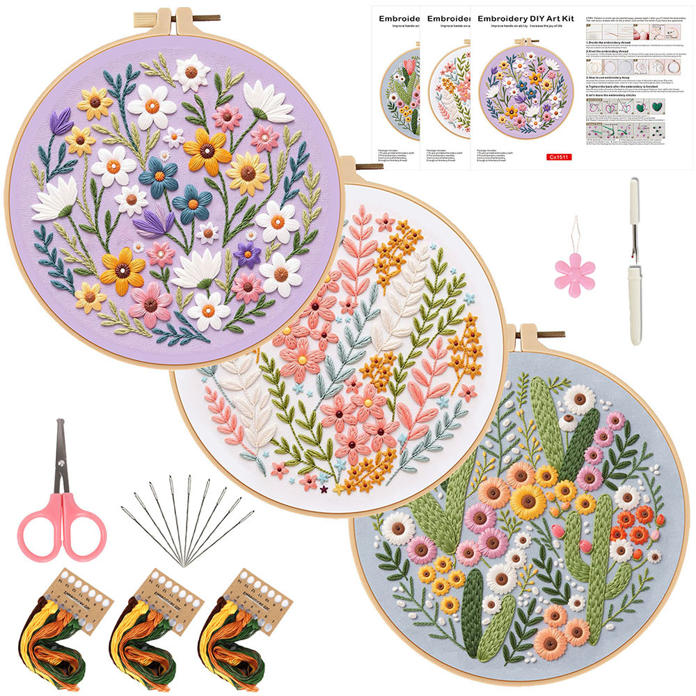 Embroidery Guide Paper - Kit de Bordado DIY de Flores