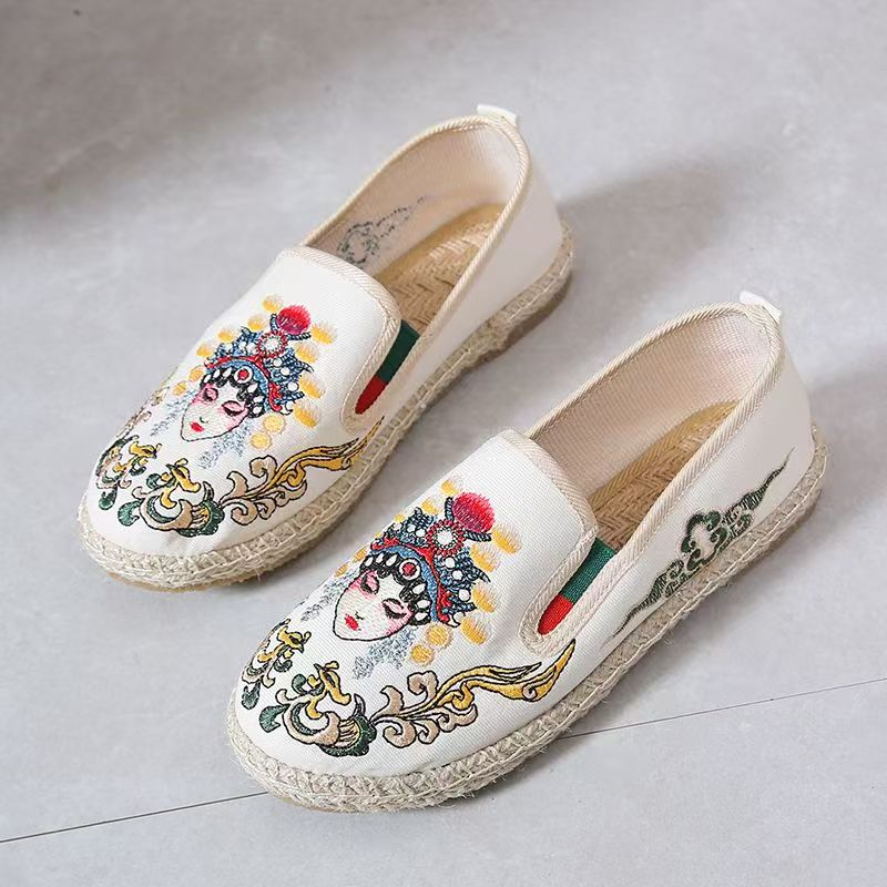 Embroidery Fabric - Sapatos femininos de tecido bordado com