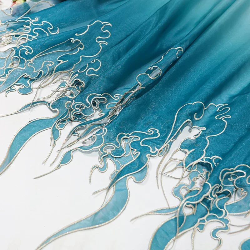 Embroidery Fabric - Tecido Gradiente de Folha de Lótus