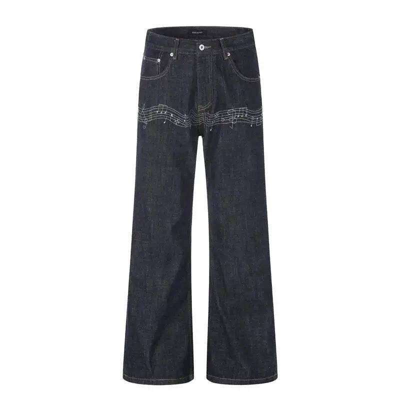 Embroidery Design Love - Calça Jeans Flare Masculina Azul Denim