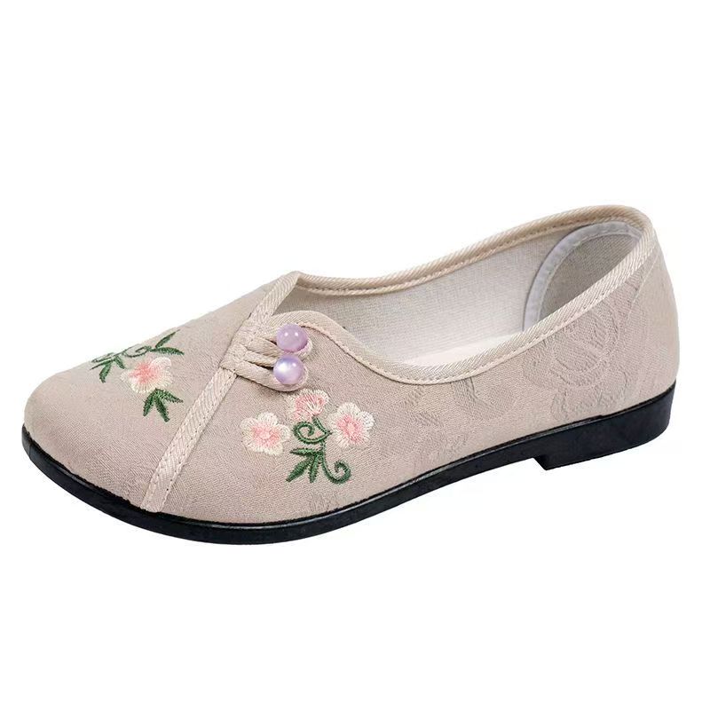 Embroidery Fabric - Sapatos femininos estilo chinês com sola