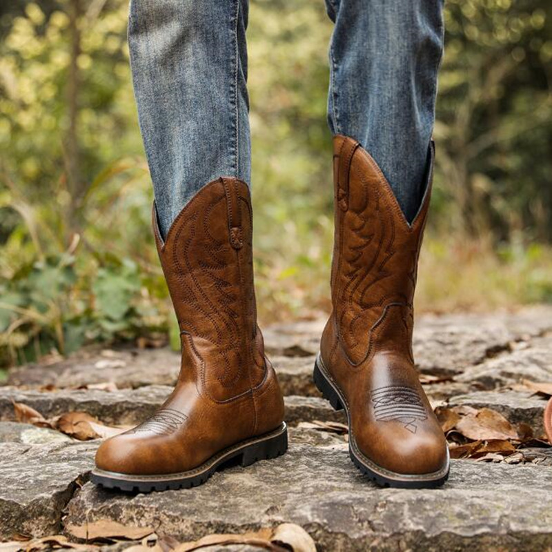 Botas de cowboy masculinas gót - Embroidery Design avaliação e preço