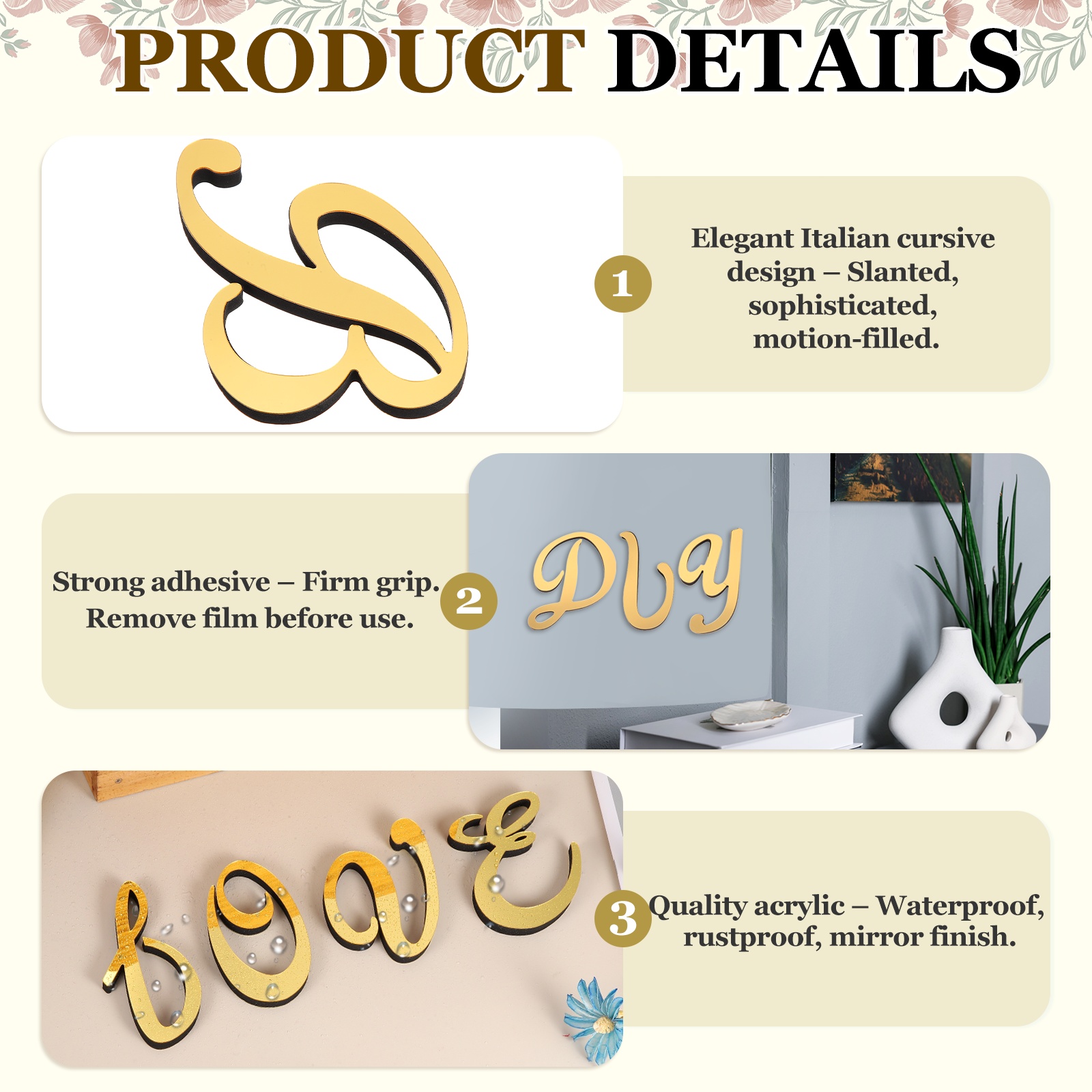 1 unidade de Adesivo de Parede - Embroidery Writing avaliação e preço