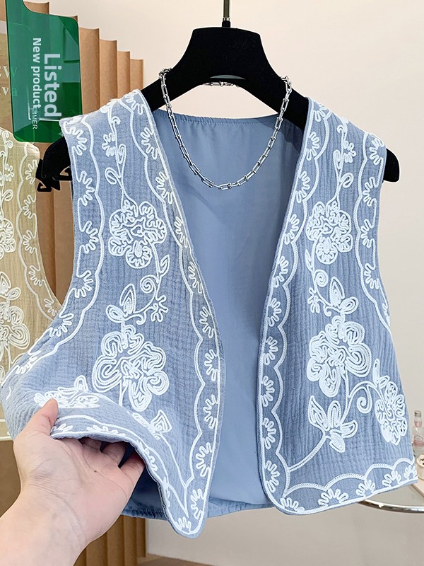 Colete Cardigã Aberto Feminino - Embroidery Cardigan avaliação e preço