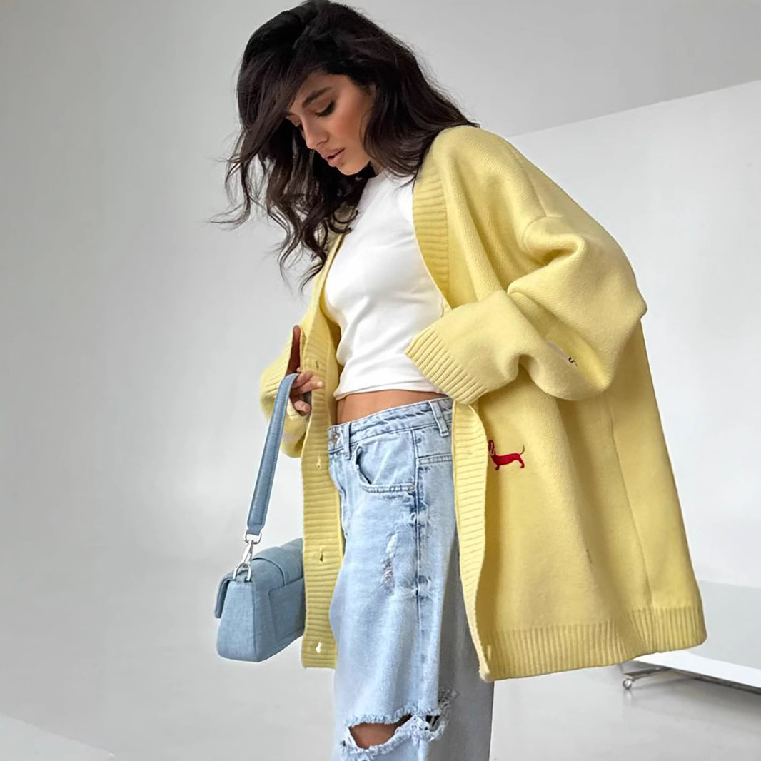 Cardigã Feminino de Outono com - Embroidery Cardigan avaliação e preço