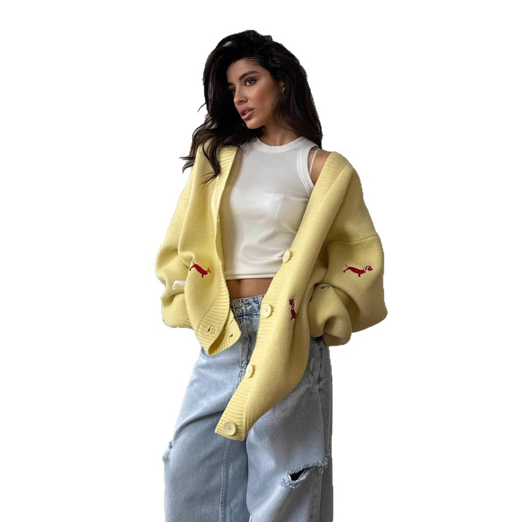 Cardigã Feminino de Outono com - Embroidery Cardigan avaliação e preço
