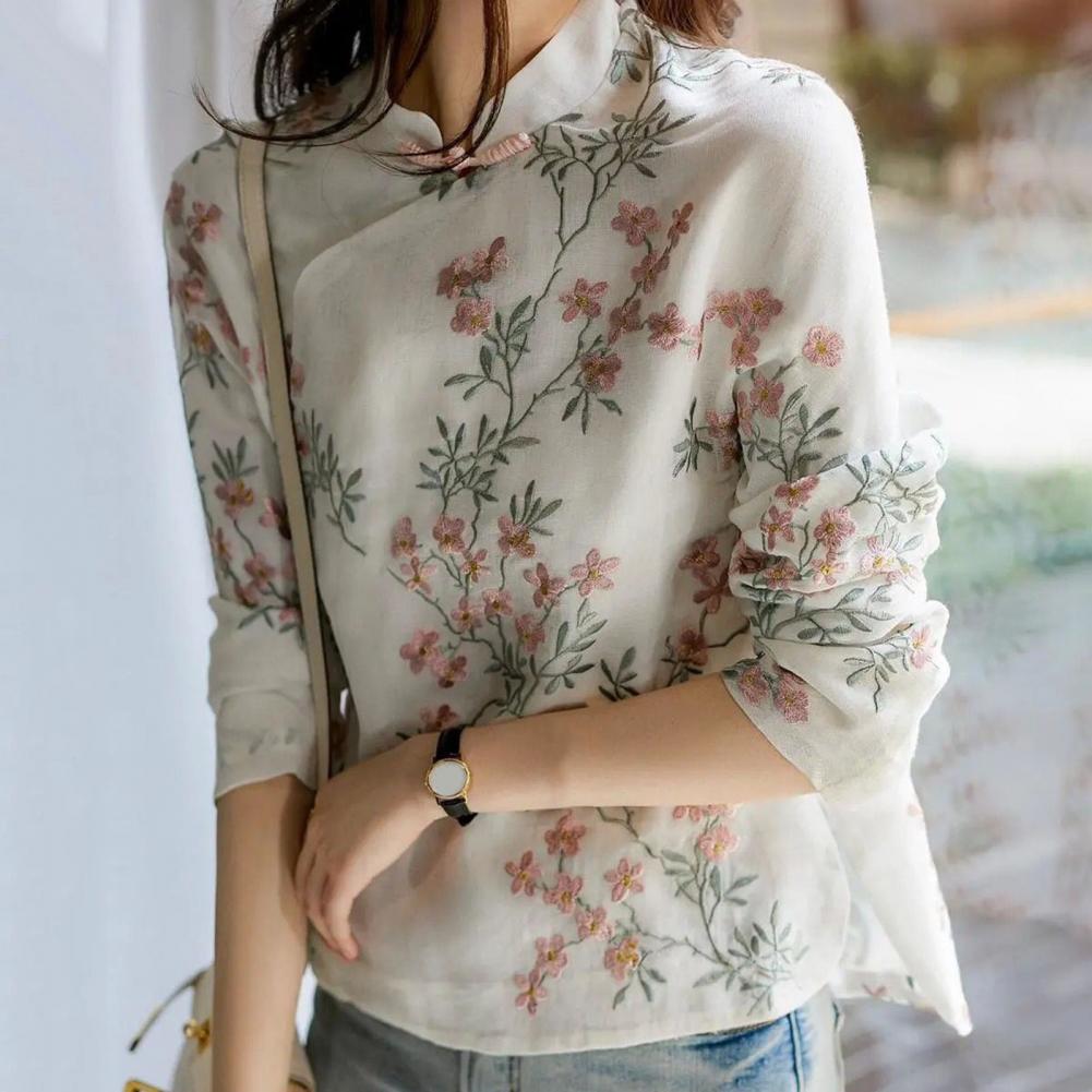 Camisa feminina estilo chinês  - Embroidery Cardigan avaliação e preço