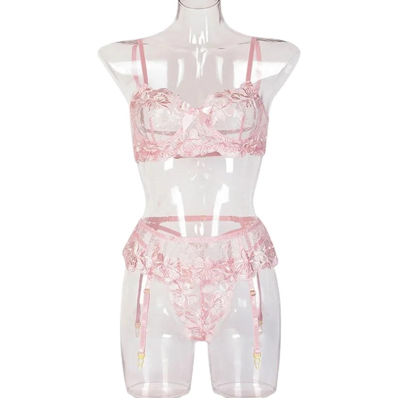Lingerie Sexy de três peças pa - Embroidery Zig Zag Stitch avaliação e preço