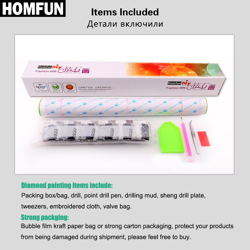 Homfun diamante completo borda - Embroidery Roll Pattern avaliação e preço