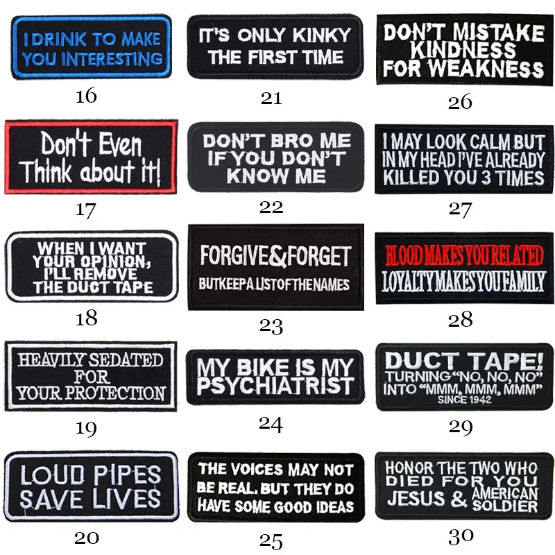 Alfabeto Inglês Slogan Patches - Embroidery Quote avaliação e preço