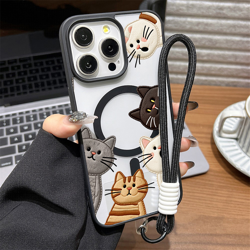 Capa de Celular Fofa com Borda - Embroidery Cat avaliação e preço